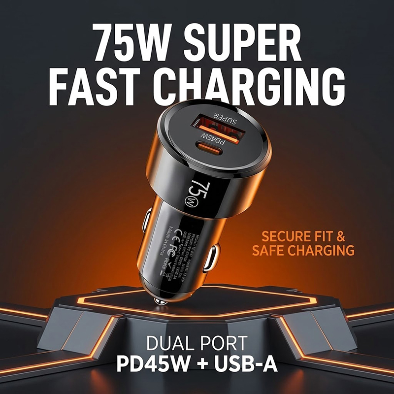 Usb C Hub - 75W Dual Port Car Charger PD