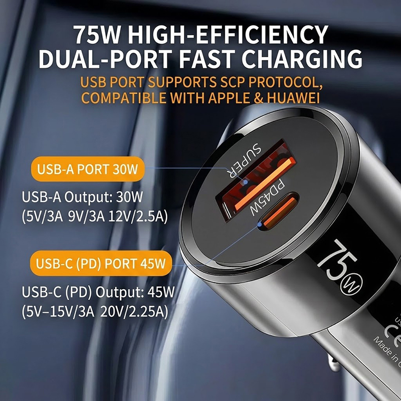 75W Dual Port Car Charger PD 4 - огляд і ціна Usb C Hub
